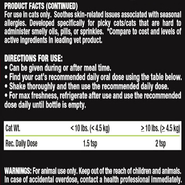 Liquid Vet Itch & Allergy Support Unflavored Directions for Use 2
