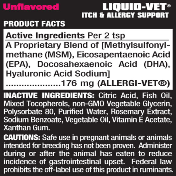 Liquid Vet Itch & Allergy Support Unflavored Product Facts