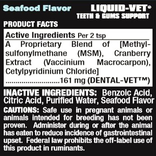 Liquid Vet Teeth & Gums Support Seafood Flavor Ingredients 2
