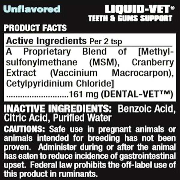 Liquid Vet Teeth & Gums Support Unflavored Ingredients