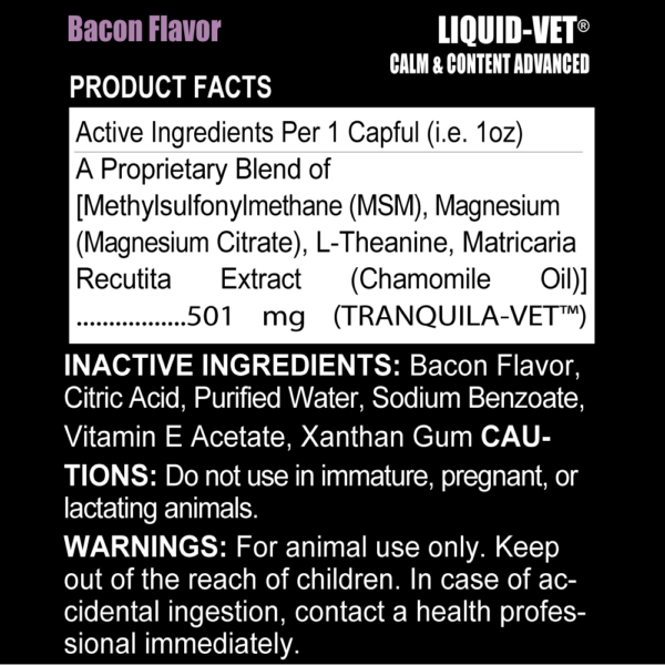 LIQUID-VET® CALM & CONTENT ADVANCED - Bacon Flavour