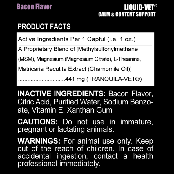 9 Calm & Content Support Formula Bacon Flavor Ingredients