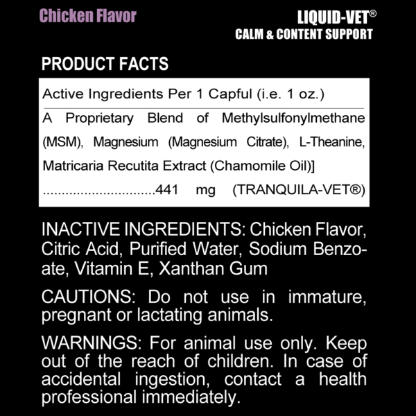 K-9 Calm & Content Support Formula Chicken Flavor Ingredients