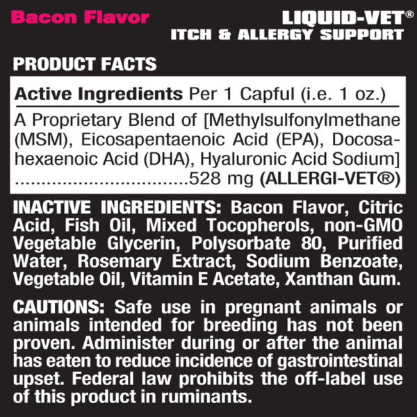 Liquid Vet K-9 Itch & Allergy Support Formula Bacon Flavor Ingredients
