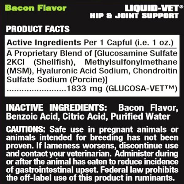 Liquid Vet K9 Hip & Joint Support Formula Bacon Flavor Ingredients