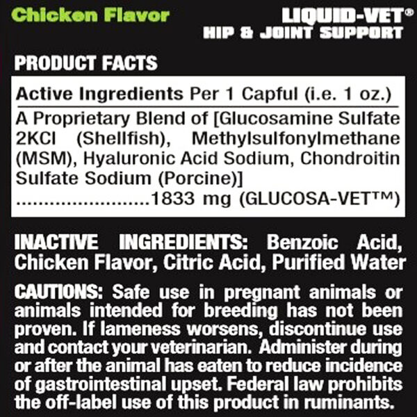 Liquid Vet K9 Hip & Joint Support Formula Chicken Flavor Ingredients
