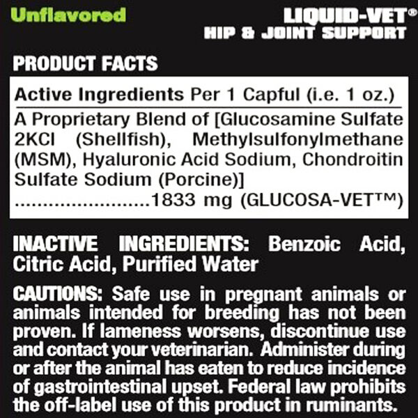 Liquid Vet K9 Hip & Joint Support Formula Unflavored Ingredients