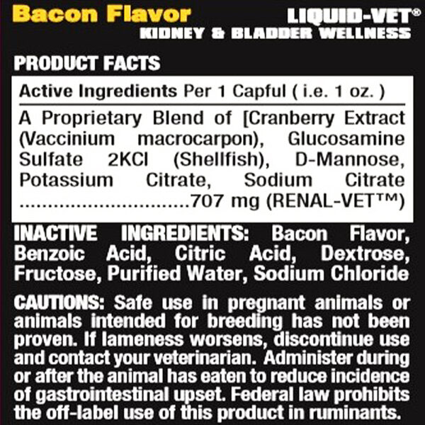 Liquid Vet K-9 Kidney & Bladder Wellness Formula Bacon Flavor Ingredients