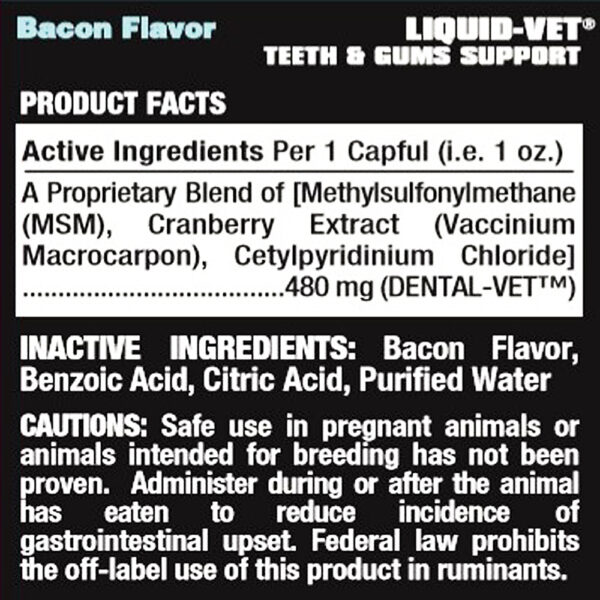 Liquid Vet K-9 Teeth & Gums Support Formula Bacon Flavor Ingredients 2