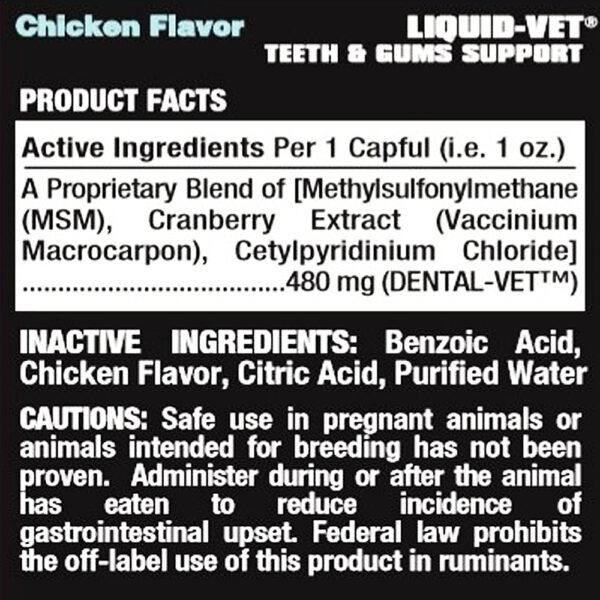Liquid Vet K-9 Teeth & Gums Support Formula Chicken Flavor Ingredients