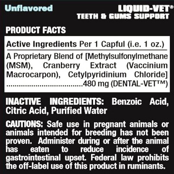 Liquid Vet K-9 Teeth & Gums Support Formula Unflavored Ingredients 2