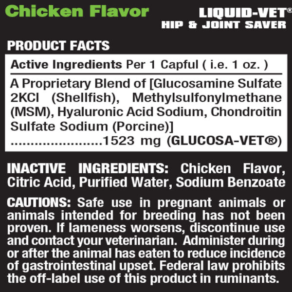 Liquid Vet K-9 Hip & Joint Saver Formula Chicken Flavor Ingredients